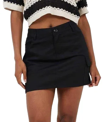 Productafbeelding van Brave Soul - Minirok voor dames, met cargozakken, denim, model GT30417 (maat 42 EU) (zwart)