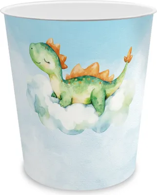 Produktbild von itenga Papierkorb für Kinder - Motiv DINO Wasserfarben - ca. 11 Liter
