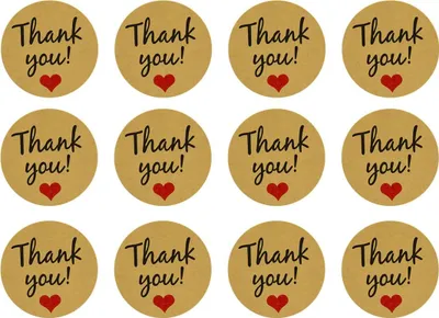Produktbild von Oblique Unique 12 Thank you! Danke Sticker mit Herz Aufkleber Hochzeit Konfirmation Gastgeschenk