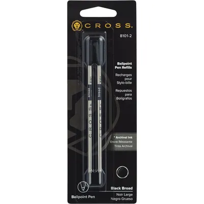 Produktbild von Cross Kugelschreiberminen Standard schwarz, breit, 2 Stück im Blister