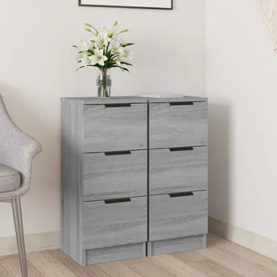 Produktbild von vidaXL Sideboards 2 Stk. Grau Sonoma 30x30x70 cm Holzwerkstoff