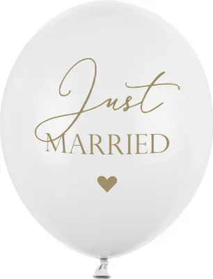Immagine prodotto di Palloncini 30 cm con stampa Just Married set di 50 palloncini bianco/oro