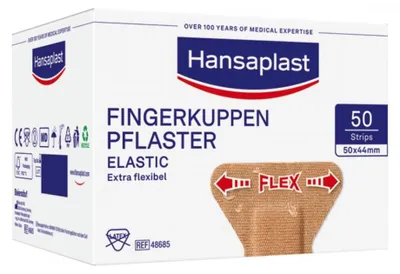 Produktbild von Hansaplast Elastic Fingerkuppenpflaster, 5,0 cm x 4,4 cm, 50 Stück - B00E6UBUD6 | Packung (50 Stück)