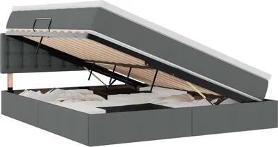 Zdjęcie produktu dla vidaXL Łóżko piętrowe z materacem ciemnoszare 160 x 200 cm