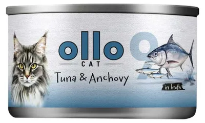 Immagine prodotto di Gatto OLLO n. 9 Tonno e acciughe in brodo - cibo umido per gatti - 70 g