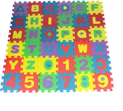 Produktbild von Schutzmatten, Puzzlematten, Kinderteppiche mit Buchstaben und Zahlen, rutschfeste Spielmatten - 36 Baby- und Kleinkindspielteppiche