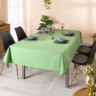 Produktbild von Famanu Tischdecke für den Außenbereich, abwaschbar, 140 x 180 cm, grün, Tischdecke in Leinenoptik
