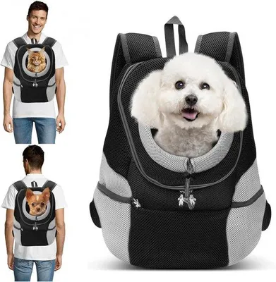 Productafbeelding van Huisdier Rugzak - Draagtas Hond Kat - Buiten Reizen - Verstelbare Schouderbanden - L 4.5-6kg - Zwart