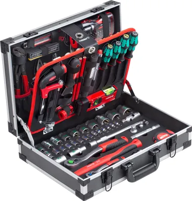 Produktbild von Meister Werkzeugkoffer 131-teilig Mit Qualitätswerkzeug von Knipex & Wera