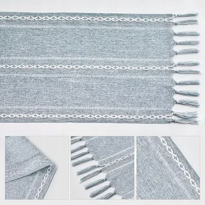 Produktbild von BOHO TISCHLÄUFER Boho mit Fransen 33x303 cm Tischdeko Blau