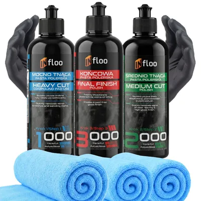Produktbild von INfloo Polierpasten Set 3×300ml 1000 2000 3000 + Mikrofasertücher