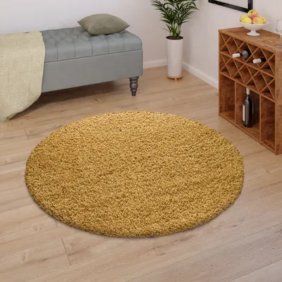 Produktbild von TT Home Teppich Hochflor Wohnzimmer Shaggy Soft Und Flauschig Moderne Unifarbene Designs Größe 120 cm Rund