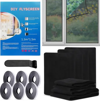 Produktbild von 4 Stš¹ck Moskitonetze fš¹r Fenster, 150 x 130cm Fliegengitter fš¹r Fenster, Insektenschutz Fensternetz Fliegengitter (Schwarz)