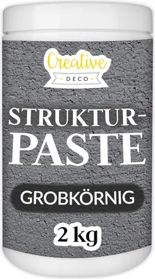 Produktbild von Creative Deco Strukturpaste Grob 2kg | Dunkelgraue Spachtelmasse für Acrylmalerei | Modellierpaste für Kunstprojekte, Acrylfarbe, DIY, 3D-Effekte, Texturen
