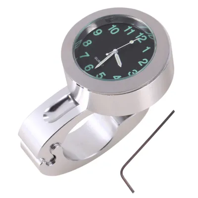 Image de 1pc moto d'argent étanche guidon Glow Mount montre universelle