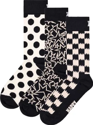 Produktbild von Happy Socks 3er Pack Uni Socken - Geschenkbox, gemischte Farben Black and White 2 41-46