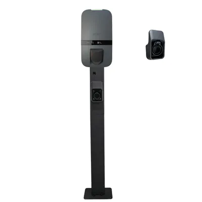Produktbild von Peblar Wallbox Standfuß Schwarz – Metall-Montagesäule 149 cm für 1 Ladestation Outdoor