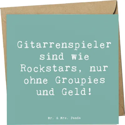 Produktbild von Mr. & Mrs. Panda Glückwunschkarte Spruch Gitarre Helden - Meeresbrise - Geschenk, Musiker, Freiheit, Grußkarte, doppelkarte, Klappkarte, Lernen, Leidenschaft, Abenteuer