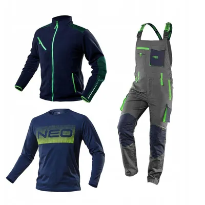 Produktbild von NEO TOOLS PREMIUM Latzhose Arbeitskleidung Set (3-tlg.), Latzhose und Fleecejacke, Cordura und Ripstop Verstärkt