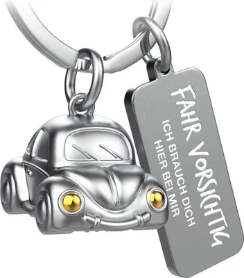 Produktbild von FABACH Auto Schlüsselanhänger Car mit Gravur - Schutzengel Schlüsselanhänger Engel für Autofahrer - Geschenk Glücksbringer Fahr vorsichtig Auto Geschenke - Fahr vorsichtig, ich brauch Dich