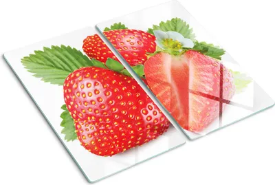 Obrázok produktu pre Sklenená ochranná doska – Kryt varnej dosky – Kryt na indukčnú dosku – 2x30x52 cm – Rýchle čistenie – Tvrdené sklo – Jahody