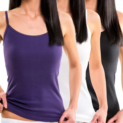 Produktbild von HERMKO 1560 3er Pack Damen Träger Top - 100% Baumwolle, Unterhemd in Feinripp-Qualität - Weich, Strapazierfähig & Vielseitig für jeden Look, Farbe:Mix s/w/l, Größe:44/46 (L)
