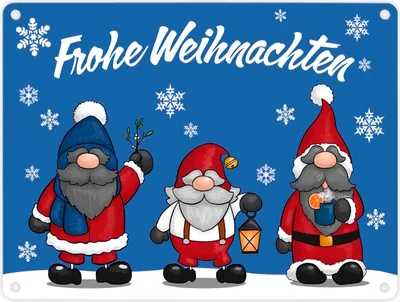 Produktbild von Frohe Weihnachten Wichtel Metallschild in 15x20 cm