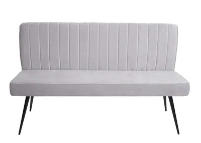 Immagine prodotto di Panca HWC-K16, panca per sala da pranzo panca imbottita panca per armadio, schienale in metallo vellutato ~ 160cm grigio chiaro