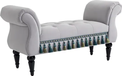 Produktbild von HOMCOM Luxus Sitzbank Polsterbank Hockerbank Kautschuk Polyester Grau