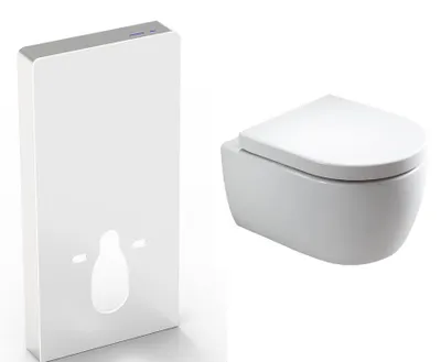 Produktbild von WC-Komplettpaket 41: WC NT2039 Weiß - Mit Soft-Close Sitz & Sanitärmodul 805S Weiß - Sensor