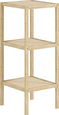 Produktbild von Fortuna Lai Badregal, Badezimmerregal mit 3 Ebenen, Standregal aus Bambus, mit Fußpolster, für Badezimmer, Wohnzimmer, Küche, 33 x 31 x 78 cm, Naturholz
