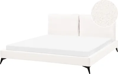 Obrázek produktu pro BELIANI Postel krémově bílá buklé čalounění látka 180 x 200 cm manželská postel roštový základ s čalouněným čelem moderní design