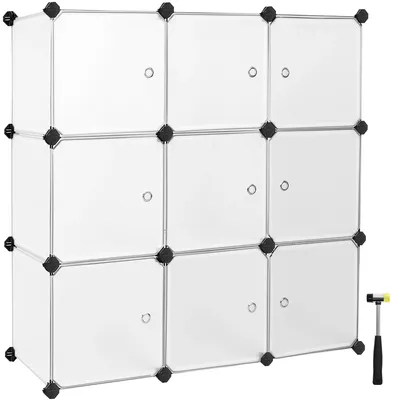 Produktbild von Modulares Schuhregal - LPC116HS - 9 Würfel - Kunststoff-Stecksystem - Würfelregal - Weiß