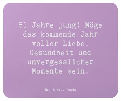 Produktbild von Mr. & Mrs. Panda Mauspad Spruch 81. Geburtstag - Lavendeltraum - Geschenk, pc mausunterlage, Mouse Pad, Achtzigster, laptop, dekorative Geschenke, Happy Birthday, Stolz