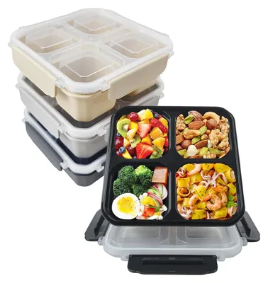 Produktbild von Brotbox Lunchbox Bento mit Trennfächern Aufbewahrungsbox Set 4 Stück