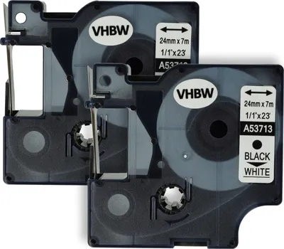Produktbild von vhbw 2x Schriftband-Kassette kompatibel mit Dymo LabelMaker PC2, PC Etiketten-Drucker 7m x 24mm Schwarz auf Weiß