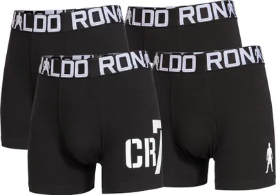 Produktbild von CR7 Jungen Boxershorts, 4er Pack - Trunks, Baumwolle Stretch, Logobund Schwarz 104/110