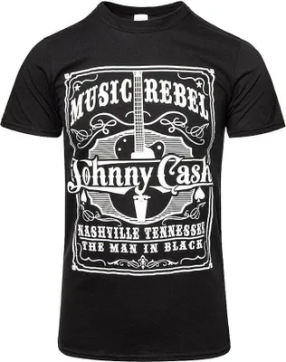 Obrázok produktu pre Johnny Cash - tričko "Music Rebel" pre mužov/dámy Uni RO1320 (M) (Black)