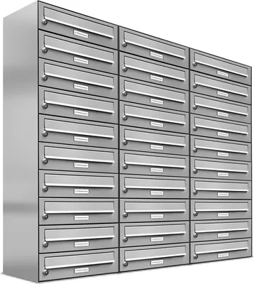 Produktbild von 30er Edelstahl Briefkasten Anlage 30 Fach Wandbriefkasten Postkasten