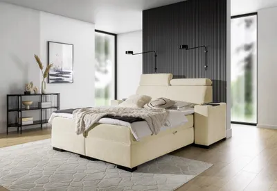 Produktbild von Boxspringbett Bett NESTOR 140x200cm in Stoff Dress Me Beige Set.2