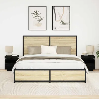 Immagine prodotto di vidaXL, comodini, 2 pezzi, neri, effetto legno di quercia, 40 x 39 x 48,5 cm