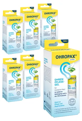 Produktbild von OHROPAX Ohren-Pflege-Gel 6x15 ml – Aloe vera Pflege für empfindliche Ohrenhaut, KI-generiertes Bild