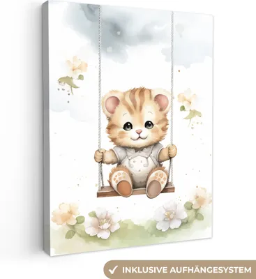 Produktbild von MuchoWow® - Leinwandbilder - Bär - Baby - Tier - Kinder, Wandbild, Wanddeko Bilder Wohnzimmer, 30x40 cm