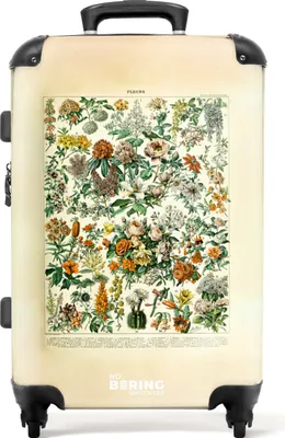 Produktbild von NoBoringSuitcases.com® Großer Koffer - Blumen - Rosen - Vintage - Kunst - Kombinationsschloss TSA - Hartschalen Trolley 4 Rollen - 72 liter - Reisekoffer - 66 cmKoffer Mittelgroß 67x43x25 cm, 72L,
