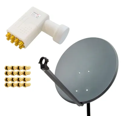Produktbild von PremiumX SAT Anlage 80cm Antenne Anthrazit Octo LNB weiß 16x F-Stecker
