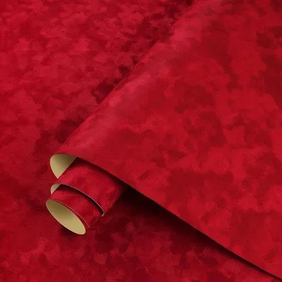 Produktbild von Unyqoos® selbstklebende rote Stoff-Tapetenrolle für Wohnzimmer und Schlafzimmer