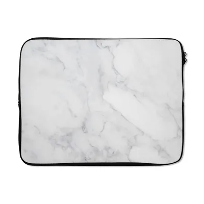 Produktbild von MuchoWow® Laptop Hülle 17 Zoll Laptoptasche Marmor - Weiß - Grau - Luxus - Marmoroptik - Stein - Zipper - Schutzabdeckung