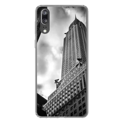 Produktbild von MuchoWow® Handyhülle Schutzhülle Hülle für Huawei P20 Chrysler Building in New York von unten nach oben in Schwarz-Weiß Silikon Softcase Handy Hülle - Hardcover