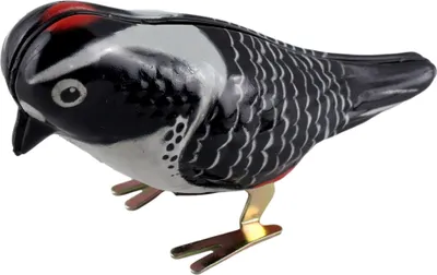 Produktbild von Blechspielzeug pickender Vogel schwarz 9cm stabil Blechvogel Aufziehvogel