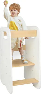 Imagen del producto de Torre de aprendizaje para niños y escalón para bebés - Escalón para niños, torre de aprendizaje (blanco)